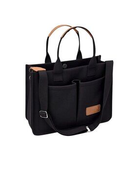 ZHMO Canvas Tote Bag With Pockets Crossbody Bags for Women in Black Purse